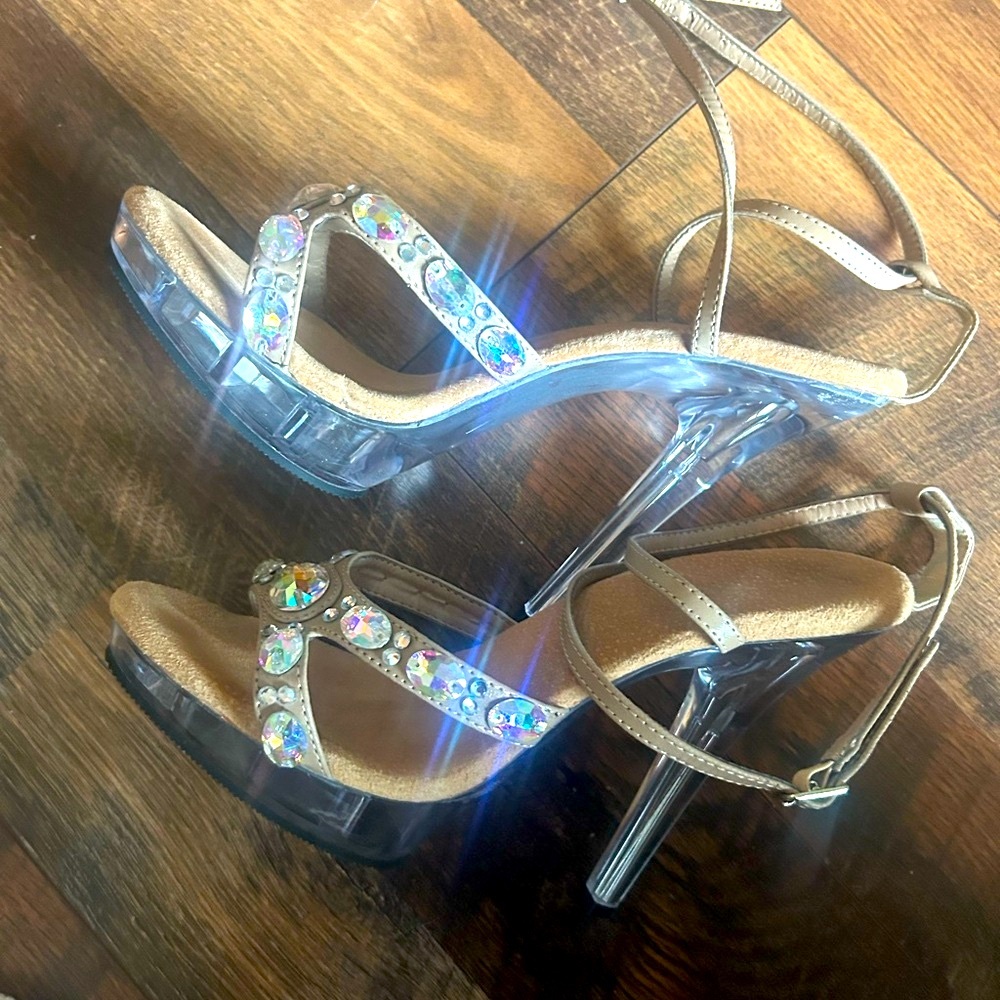 Sparkling Rhinestone Strap Heels - image 2